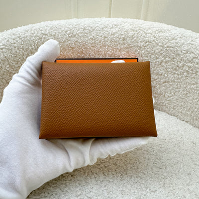 Hermes Calvi Duo in Gold Epsom Leather PHW