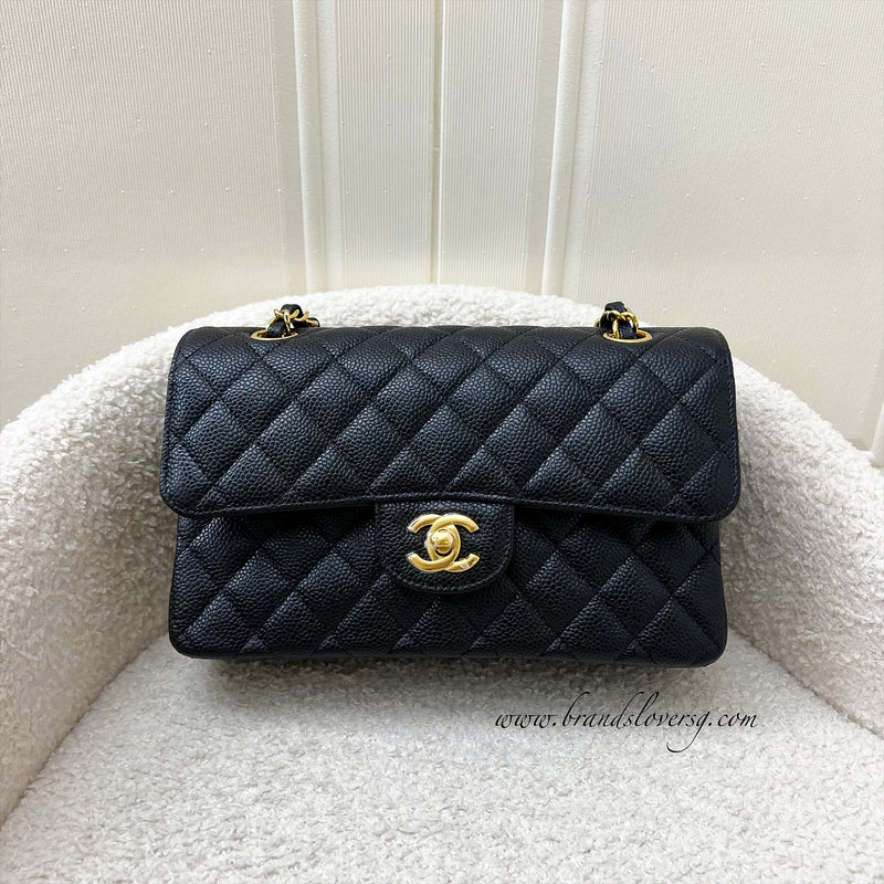 Chanel Small Classic Flap CF in Black Caviar and GHW (Model: A01113)