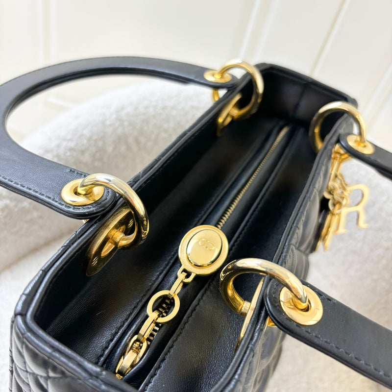 Dior Medium Lady Dior in Black Lambskin and GHW