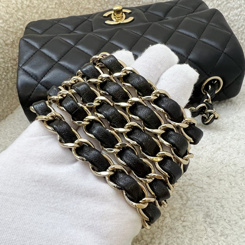 Chanel Classic Mini Rectangle Flap in Black Lambskin and GHW