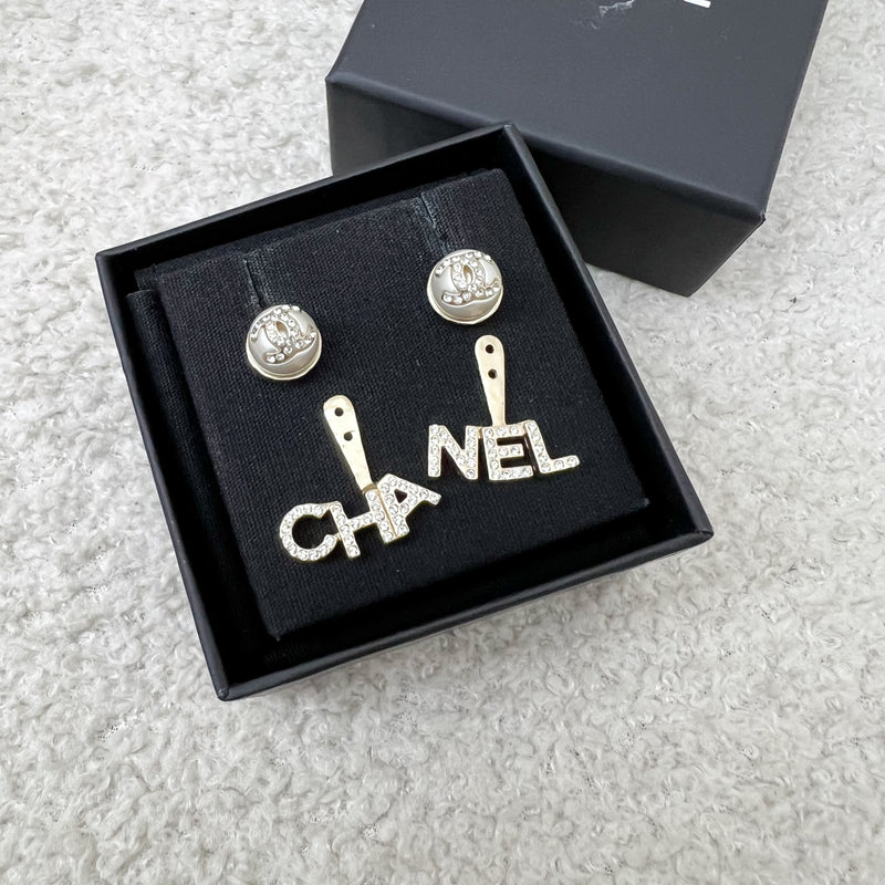 Chanel Pearl CC Earrings with Detachable Dangling CHANEL Letters