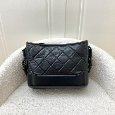 Chanel So Black Small Gabrielle in Black Distressed Leather and Black HW