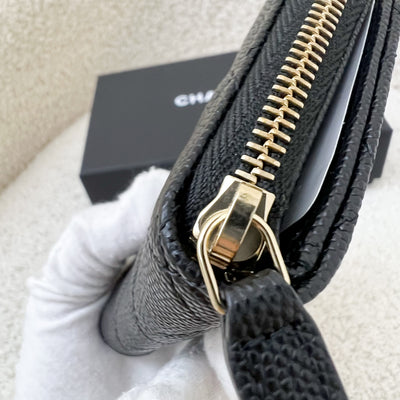 Chanel Card Holder / Coin Wallet in Black Caviar and LGHW