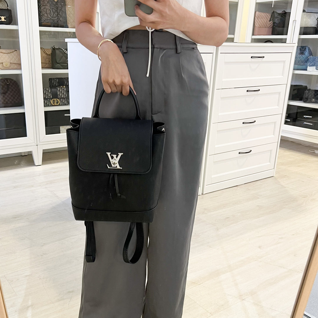 Louis Vuitton LV Lockme Backpack in Black Grained Calfskin and SHW Brands Lover