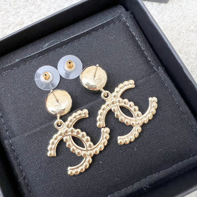 Chanel 20B Medium CC Logo Dangling Earrings with Diamantes and Pearls LGHW