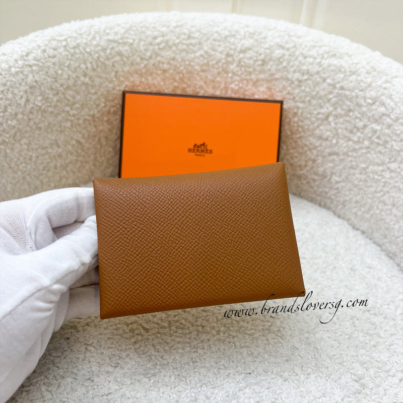 Hermes Calvi Duo in Gold Epsom Leather PHW