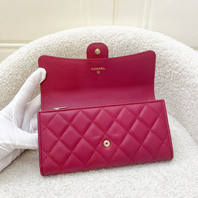 Chanel Classic Long Wallet in Pink Caviar and LGHW