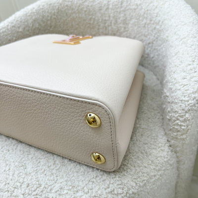 LV Capucines BB in Quartz (Cream) Calfskin, Pink and Cream Enamel and GHW