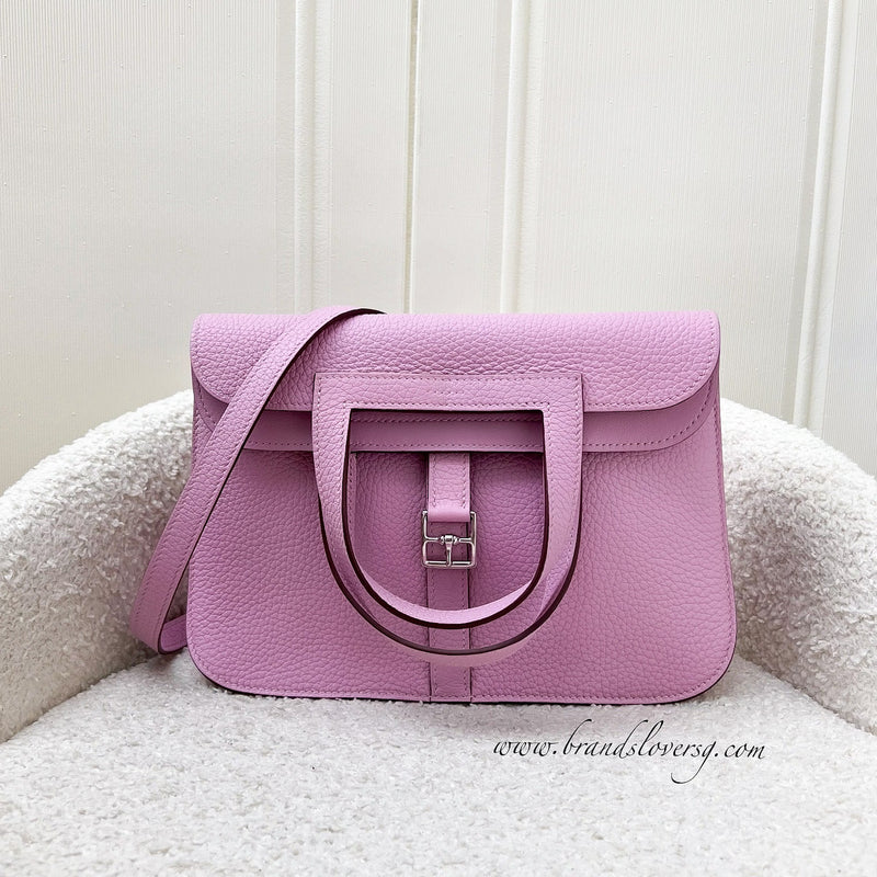 Hermes Halzan 25 in Mauve Sylvester Clemence Leather and PHW