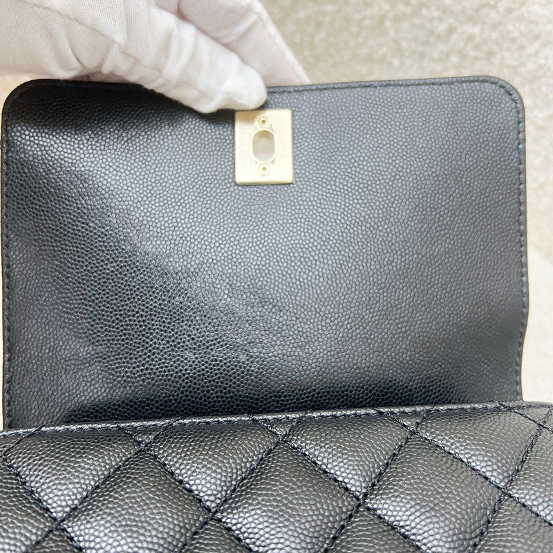 Chanel Mini 19cm Coco Handle Flap in Black Caviar and LGHW
