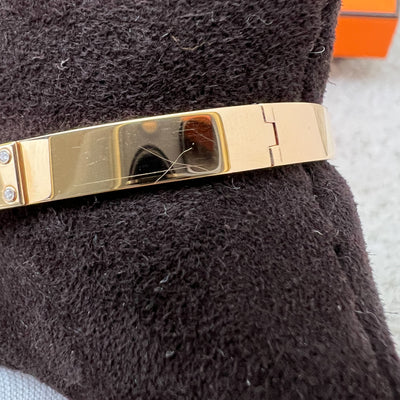 Hermes Kelly Bracelet with 4 Diamonds in 18K Rose Gold, Small Model