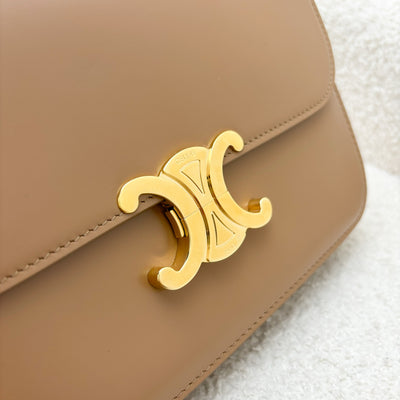 Celine Classique Triomphe Flap Bag in Bronze (Caramel) Shiny Calfskin and GHW