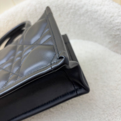 Dior Mini Book Tote in Black Macrocannage Lambskin and LGHW (Model: S5573OWHP)