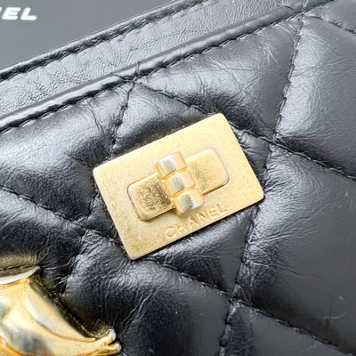 Chanel Limited Edtion Flat Cardholder in Black Calfskin With Charms AGHW