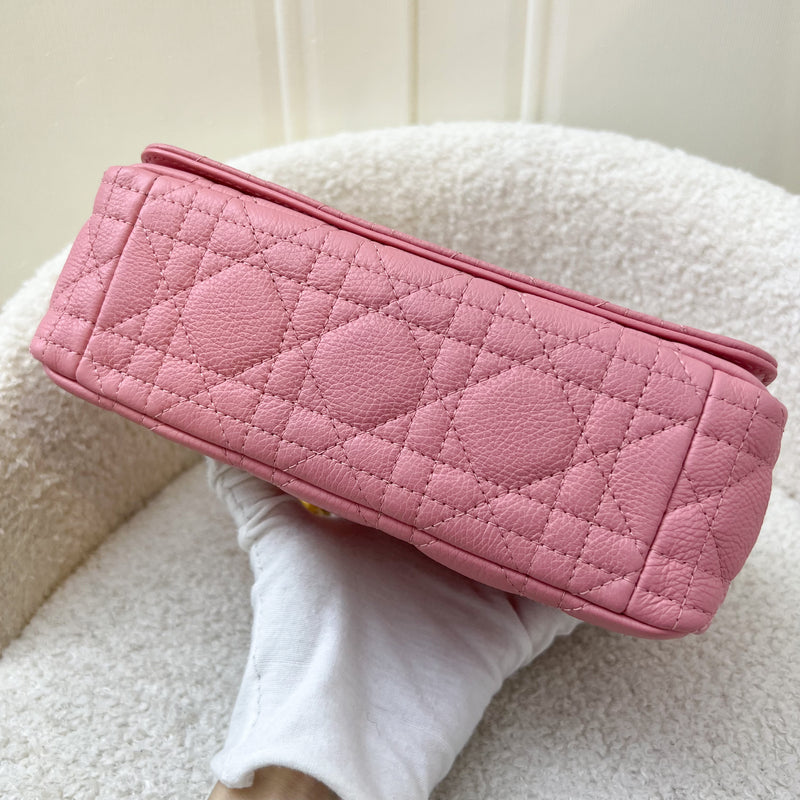 Dior Small Caro Flap Bag in Pink Calfskin GHW