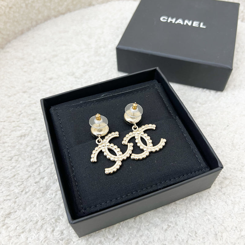 Chanel 20B Medium CC Logo Dangling Earrings with Diamantes and Pearls LGHW