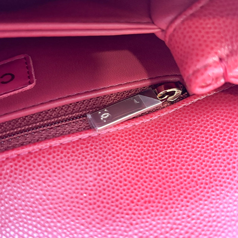 Chanel Small 24cm Coco Handle in 21A Dark Pink Caviar and LGHW