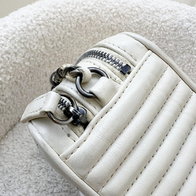 Chanel Seasonal Micro Camera Bag with CC Charm in Light Grey Calfskin and RHW