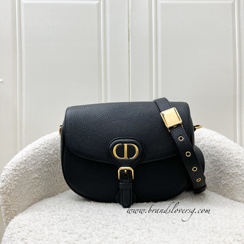 Dior Medium Bobby Bag in Black Grained Leather and GHW