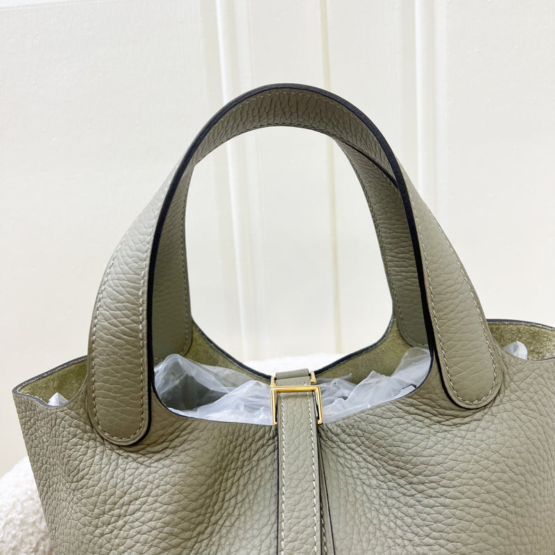 Hermes Picotin 18 in Sage Clemence Leather and GHW