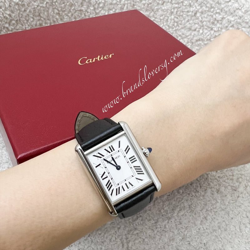 Cartier Tank Must Watch Large Model Quartz, Black Leather Strap, Quartz Movement (WSTA0041)