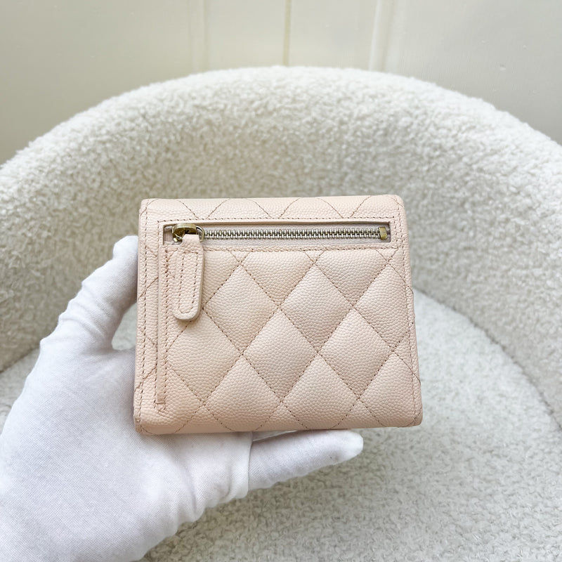 Chanel Classic Trifold Compact Wallet in 22C Beige Caviar LGHW