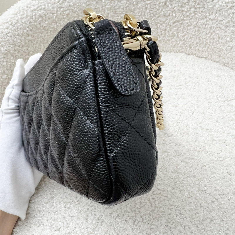 Chanel Clutch on Chain / WOC / Phone Holder in Black Caviar and LGHW