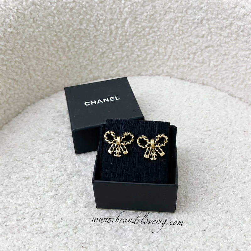 Chanel 22A Ribbon Earrings in AGHW