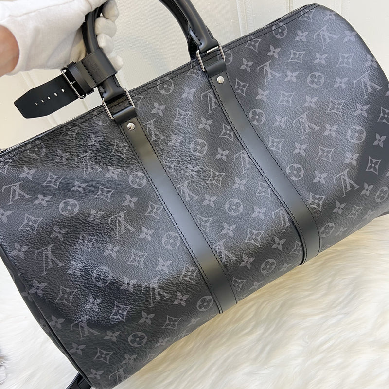 LV Keepall Bandouliere 45 in Monogram Eclipse Canvas and Dark SHW