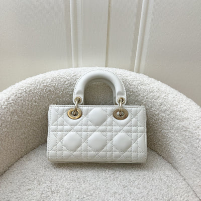 Dior Micro Lady D-Joy Bag in White Cannage Lambskin and LGHW