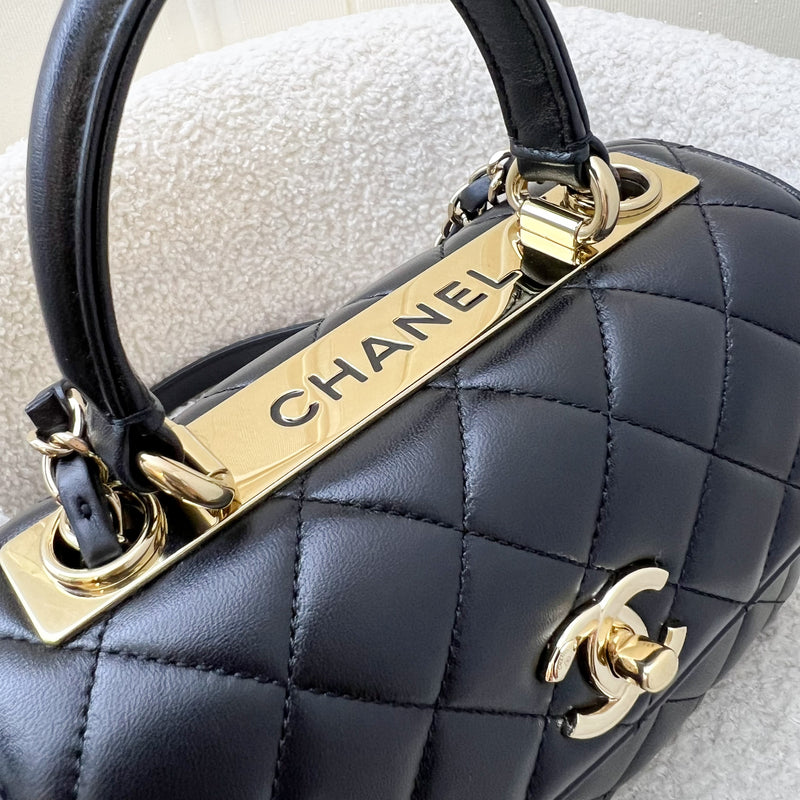 (July 2024 Receipt) Chanel Top Handle Mini Trendy CC Flap in Black Lambskin and LGHW