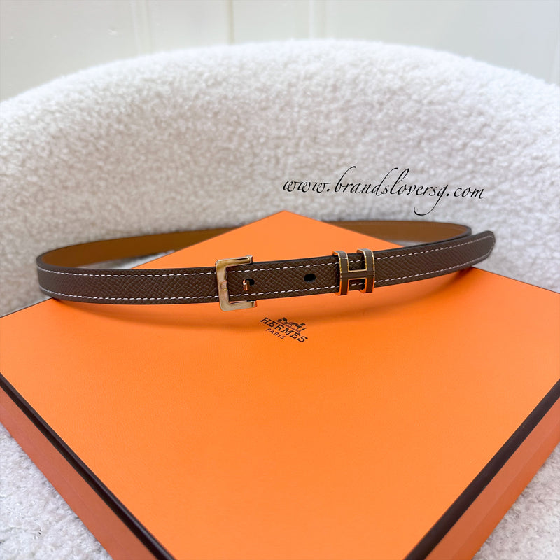 Hermes Pop H Belt in Etoupe Epsom Leather and RGHW Sz 75