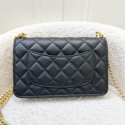 Chanel 24P Heart Adjustable Chain Wallet on Chain WOC in Black Caviar and AGHW