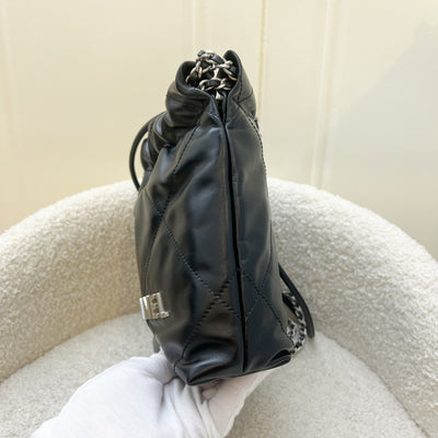 Chanel 22 Mini Hobo Handbag in Black Shiny Calfskin and SHW