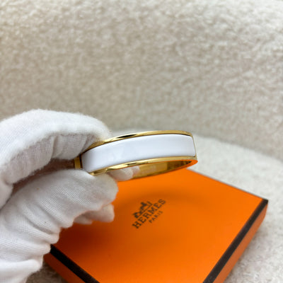 Hermes Clic H PM Bracelet in White Blanc Enamel and GHW