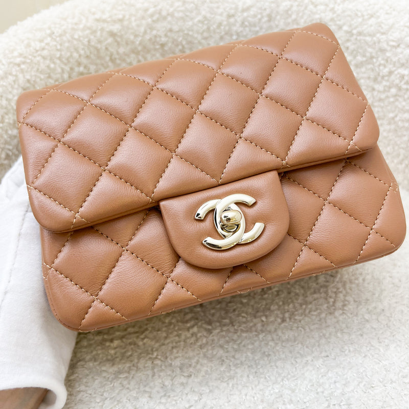 Chanel Classic Square Mini in 22S Caramel Lambskin and LGHW