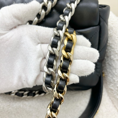 Chanel 19 Small Flap in Black Lambskin, Silver Logo and 3-Tone HW