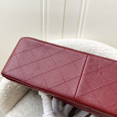 Chanel Classic Jumbo Double Flap in 18C Burgundy Dark Red Iridescent Caviar and AGHW