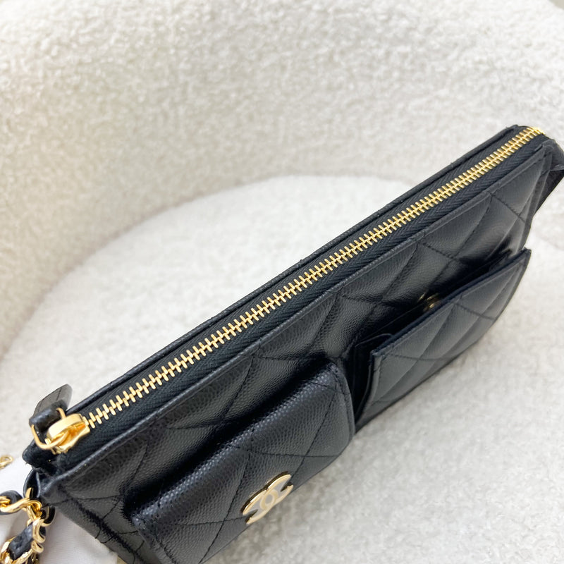 Chanel Wristlet Clutch in Black Caviar and GHW