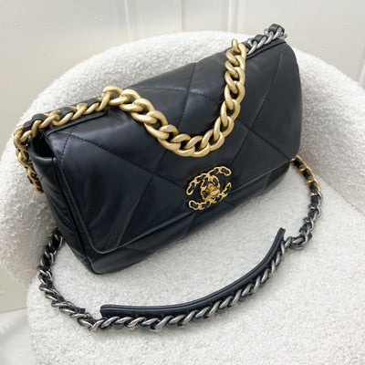 Chanel 19 Small Flap in Black Goatskin and 3-tone HW