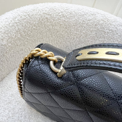 Chanel Seasonal Mini Bag with Top Handle in Black Caviar and AGHW