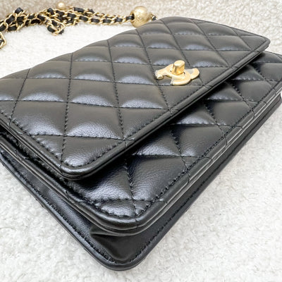 Chanel Pearl Crush Wallet on Chain WOC in Black Lambskin and AGHW