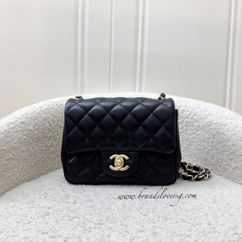 Chanel Classic Square Mini Flap in Black Lambskin and LGHW (Model: A35200)