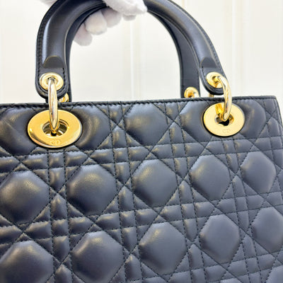 Dior Medium Lady Dior in Black Lambskin and GHW