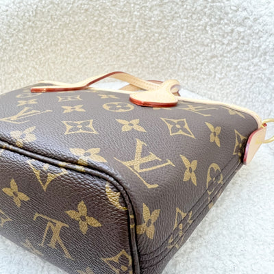 LV Neverfull BB in Monogram Canvas and Beige Patterned Strap