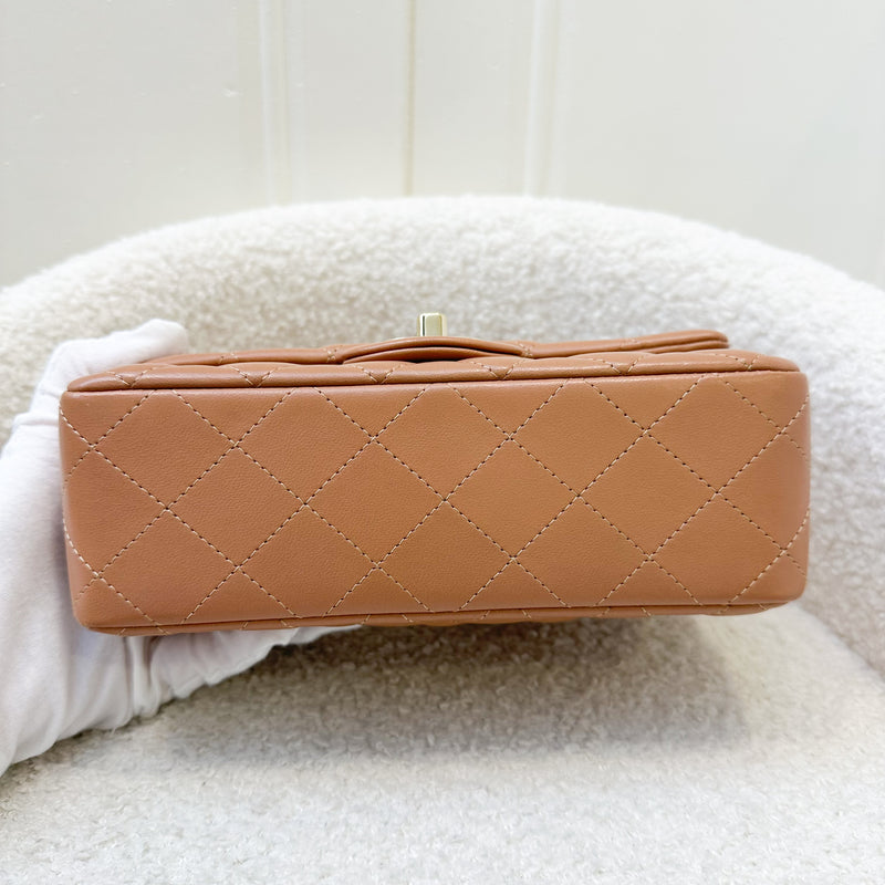 Chanel Classic Mini Rectangle Flap in 21P Caramel Lambskin and GHW