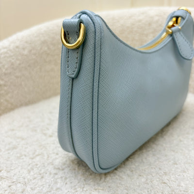 Prada Re-Edition Mini Bag in Baby Blue Saffiano Leather and GHW