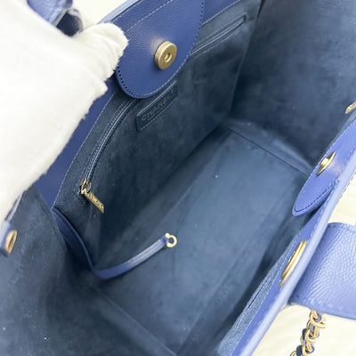 Chanel Small / Medium Deauville Tote in Navy Caviar and AGHW