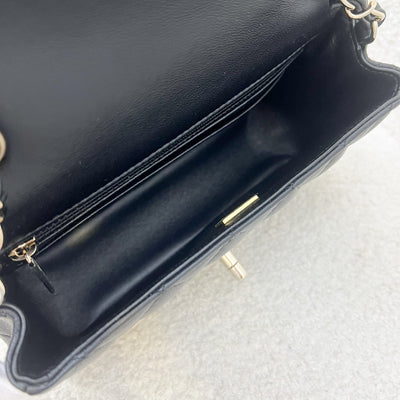 Chanel Classic Mini Rectangle Flap in Black Lambskin and LGHW