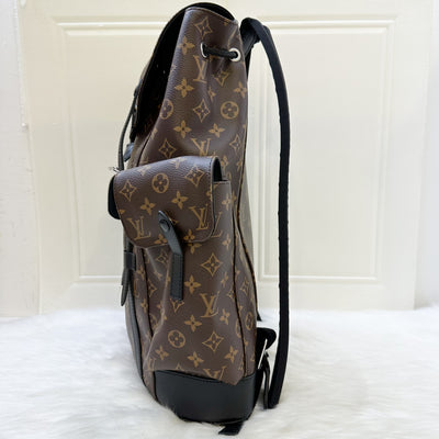 LV Christopher MM Backpack in Monogram Canvas, Black Leather Trim and SHW